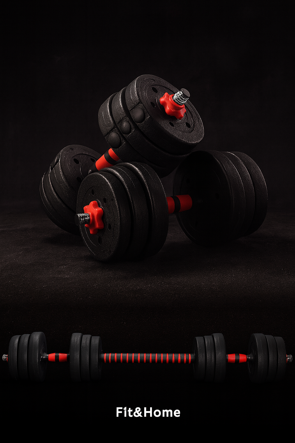 Set D’haltères Et Barre De Musculation Réglables 10kg-50kg